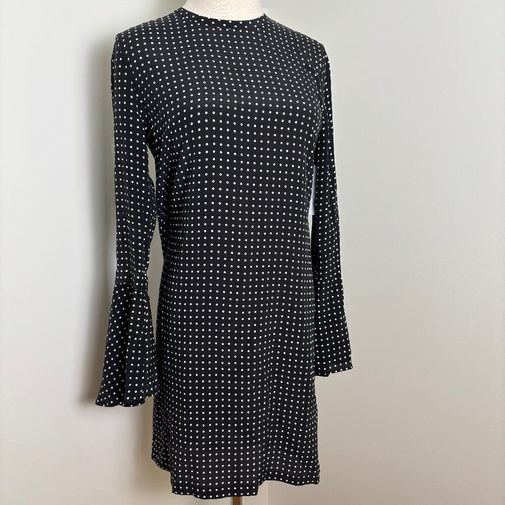 NWT Equipment 100% silk dress in black w/white polka dots, US XS